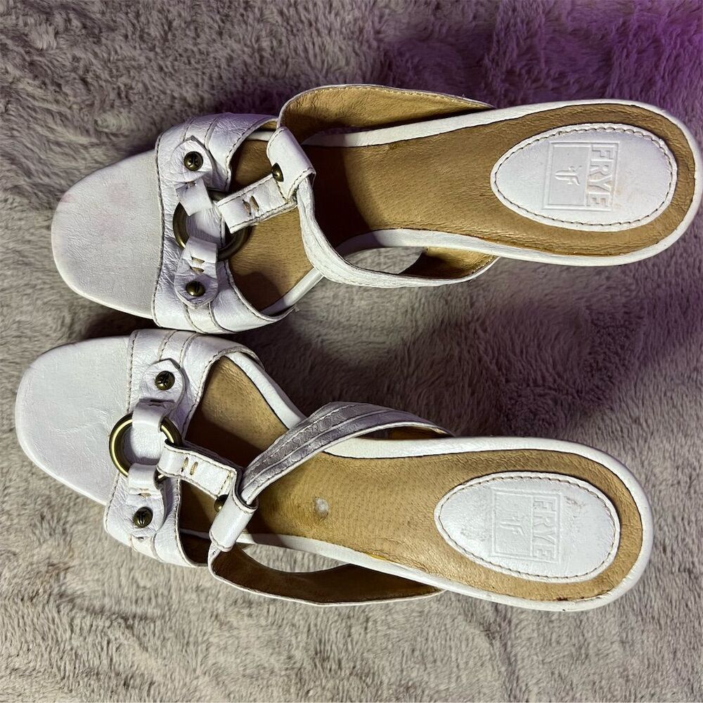 Frye Women's Gerry Slide Platform Heel Sandals White Size 7.5